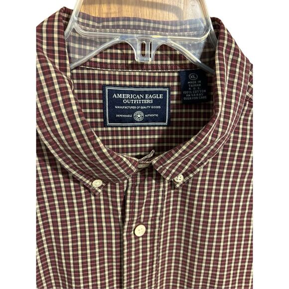 American Eagle Outfitters Men’s Size XL Button Down Long Sleeve Casual Shirt Red - Picture 1 of 9